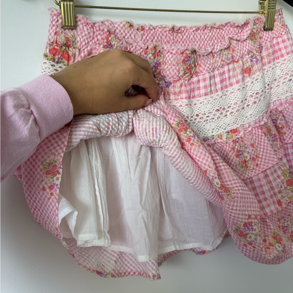 LoveShackFancy Pink Floral Tiered Mini Skirt - Picture 6 of 12